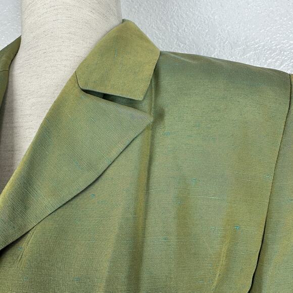 Vintage Diane Von Furstenberg Blazer Women Size 8 Iridescent Green Party 90s - Picture 5 of 12